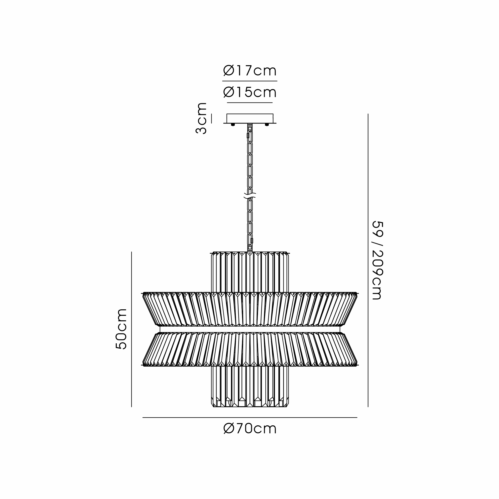 IL32953BR  Vienna 70cm Round Pendant, 18 x E14, Brass/Clear